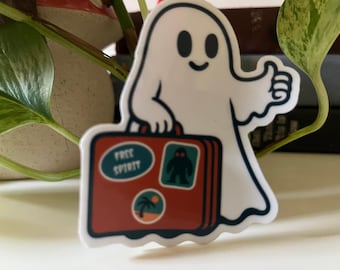 Adesivo divertente da viaggio con fantasmi, adesivo in vinile con fantasmi carini, decalcomania da vacanza con fantasmi, adesivo spettrale per viaggiatori, adesivo per bagagli, adesivo per laptop