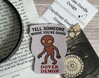 Dover Demon Sticker Glossy or Glow in the Dark Vinyl Cryptid Sticker Massachusetts Folklore Alien Horror Waterproof Paranormal Gift