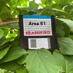 Area 51 Floppy Disk Embroidered Patch, Alien Patch, UFO Patch, Retro Computer Patch, Nerd Gift, Jacket Backpack Badge