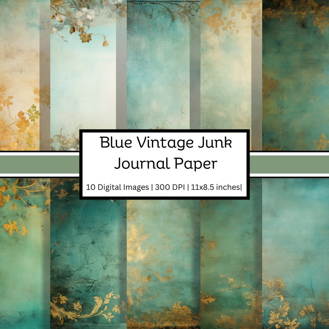Vintage-inspired Blue Digital Paper Pack for Crafting and Scrapbooking ...