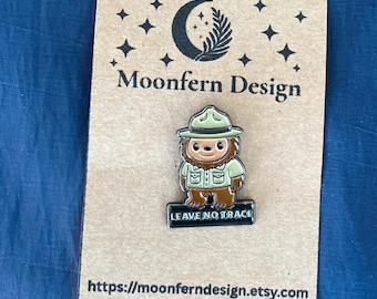Bigfoot Park Ranger Enamel Pin, Leave No Trace Pin, Cryptid Hiking Gift, Sasquatch Outdoor Flair, Nature Lover Backpack Pin, Spooky Cute Pin