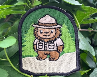 Bigfoot Ranger Embroidered Patch, Cryptid Ranger Patch, Sasquatch Patch, National Park Hiking Gift, Backpack Jacket Badge