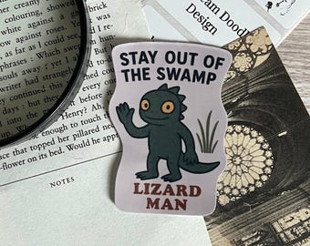 Lizard Man Sticker Glossy or Glow in the Dark Vinyl Cryptid Sticker Swamp Monster Waterproof South Carolina Folklore Gift