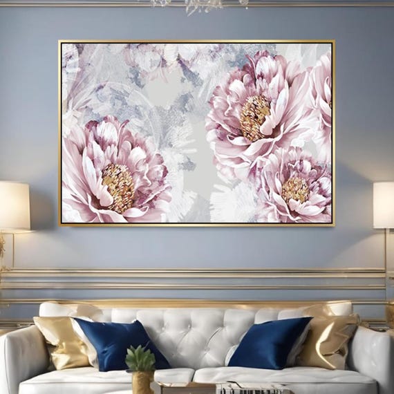 Textured Handmade Oil Paint Art Soft Pink&White Blossom 70x120cm Wall Art Flower Painting, Home decor, Luxury decor,Living Room, Canvas Art