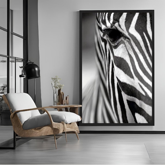 Minimalist Zebra Wall Art Black and White Canvas Painting Modern Animal Canvas Wall Art Large Living Room Black Painting