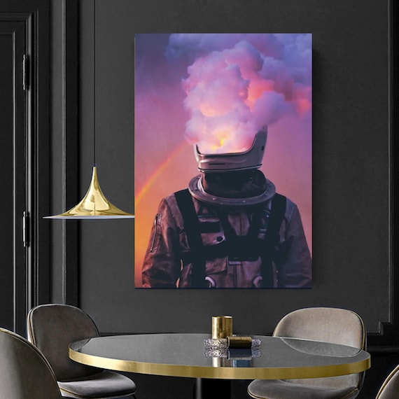 Astronaut Wall Art, Sublimenation, Gift For Him,, Canvas Wall Art, Outer Space Poster, Astronaut In Space