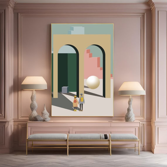 Strange Dreams Wall Art Abstract Couple Canvas Painting Minimalist Canvas Wall Art Large Living Room Painting