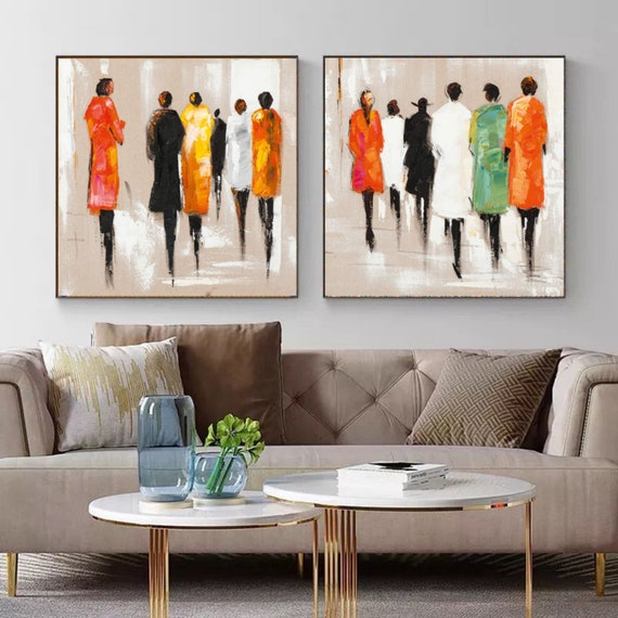 Abstract People Art Wall Decor Art Minimalist Print Modern Abstract Art Living Room Wall Art Orange Decor Abstract Wall Art