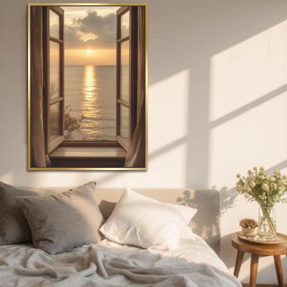 Golden Hour Sunset Painting Modern Wall Art Soft Canvas Painting Sunset Art Canvas Wall Art Large Canvas Painting