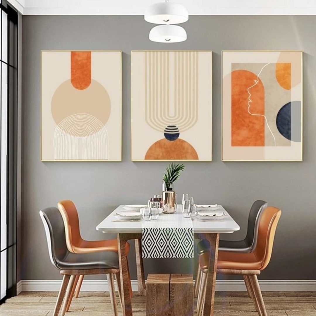 Mid Century Art Prints Set of 3, Neutral Modern Wall Art Decor ...