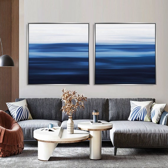 Abstract Blue Wave Art Wall Decor Art Minimalist Print Modern Abstract Art Living Room Wall Art Blue Decor Abstract Wall Art
