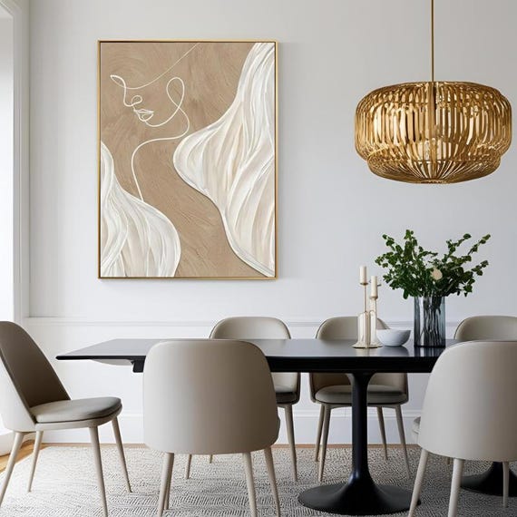 She in Lines Canvas Print Abstract Woman Wall Art Moden Large Canvas Art Ready to Hang Canvas