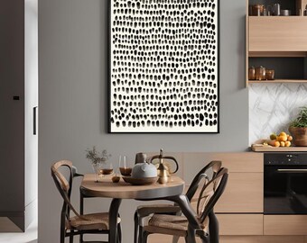 Impresión en lienzo de punto negro Arte de pared moderno en blanco y negro Arte en lienzo grande Lienzo listo para colgar