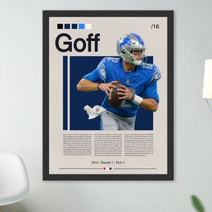 Jared Goff Poster, Detroit Lions Druck, NFL Druck, Moderner Druck, NFL Schlafzimmer Kunst, Sport Büro Wandkunst, Wohnheim Poster, NFL Detroit Lions