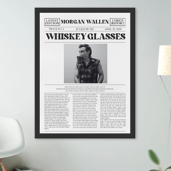 Morgan Wallen Whiskey Glasses Retro , Digital Download, Art, Gift, Wall Art Posters, Preppy Girly Dorm Room, Dorm Room Decor, Room Decor