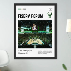 Fiserv Forum Poster, Milwaukee Bucks, NBA print, NBA gift , NBA Bedroom Art, Sports Office Wall Art, Dorm Poster, Man Cave Decor, Giannis