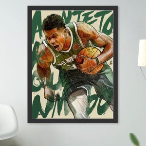 Giannis Antetokounmpo Poster, Milwaukee Bucks, NBA print, NBA gift , NBA Bedroom Art, Sports Office Wall Art, Dorm Poster, Man Cave Decor