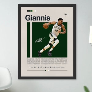 Giannis Antetokounmpo Poster, Milwaukee Bucks, NBA print, NBA gift , NBA Bedroom Art, Sports Office Wall Art, Dorm Poster, Man Cave Decor