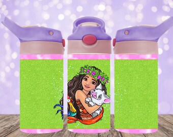 Girls Seamless Tumbler Wrap 12 oz Flip Top Sippy Cup Sublimation Design PNG Digital Download 12 oz Straight and Tapered