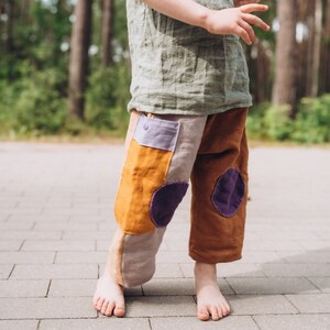 Baggy Linen Adventure Pants For Kids, Toddlers, Baby / Sensory Friendly Unisex Linen Clothing / Bright, Joyful Linen Clothing, Pants zdjęcie 4