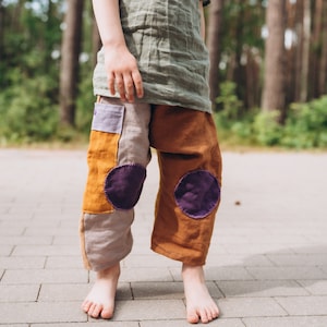 oversized baggy gender neutral linen pants for kids toddlers