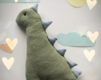 Handmade linen dinosaur toy | Khaki Green Dinosaur Toy | Fabric linen toy | Stuffed Dinosaur Toy |Fabric Dinosaur Doll Toy 24cm