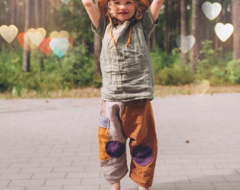 Pantalon d'aventure ample en lin pour enfants, tout-petits, bébé / Adapté aux sensoriels Vêtements en lin unisexe / Vêtements en lin lumineux, joyeux, Pantalons
