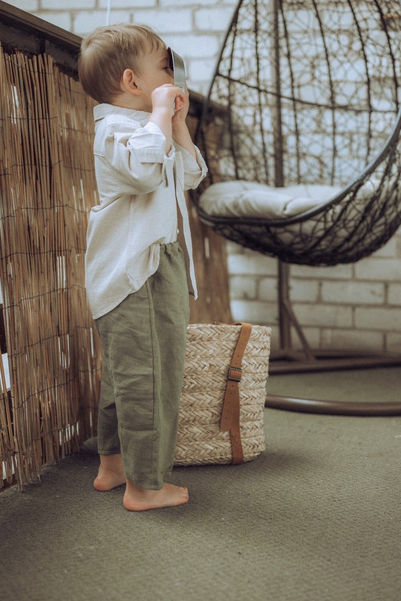 Linen harem baggy oversized pants trousers for kids toddlers baby