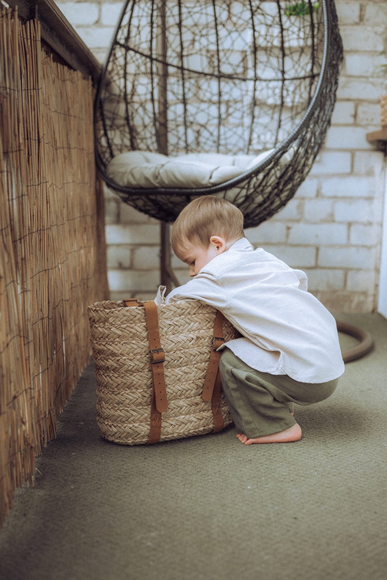 Oversized Khaki Harem Pants From Linen For Boys, Girls, Kids, Toddlers Sensory Friendly Clothing For Kids, Unisex Linen Toddler Trousers zdjęcie 7