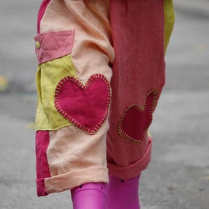 Pantalones de aventura de lino extragrandes hechos a mano para niños, bebés de 1 a 7 años / Ropa de lino sensorialmente amigable / Pantalones de lino para niñas