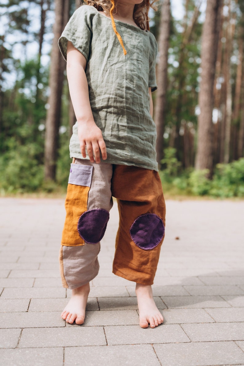 oversized baggy gender neutral linen pants for kids toddlers