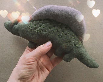 Handmade linen dinosaur toy | Cute Green Dinosaur Toy | Fabric linen toy | Stuffed Dinosaur Toy |Fabric Dinosaur Doll Toy 23 cm