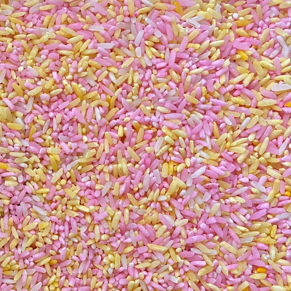 Arroz de Pascua, Arroz con Limonada Rosa, Arroz Primavera, Arroz de Colores, Llenador de Cubos Sensoriales, Juego Sensorial