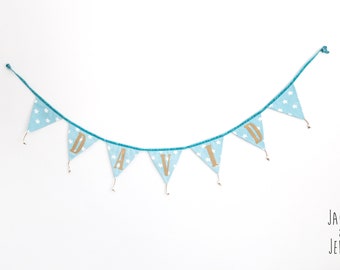 Personalised name bunting  | Cotton fabric Boho Wall garland | custom made baby shower banner |  Decoration for Nursery