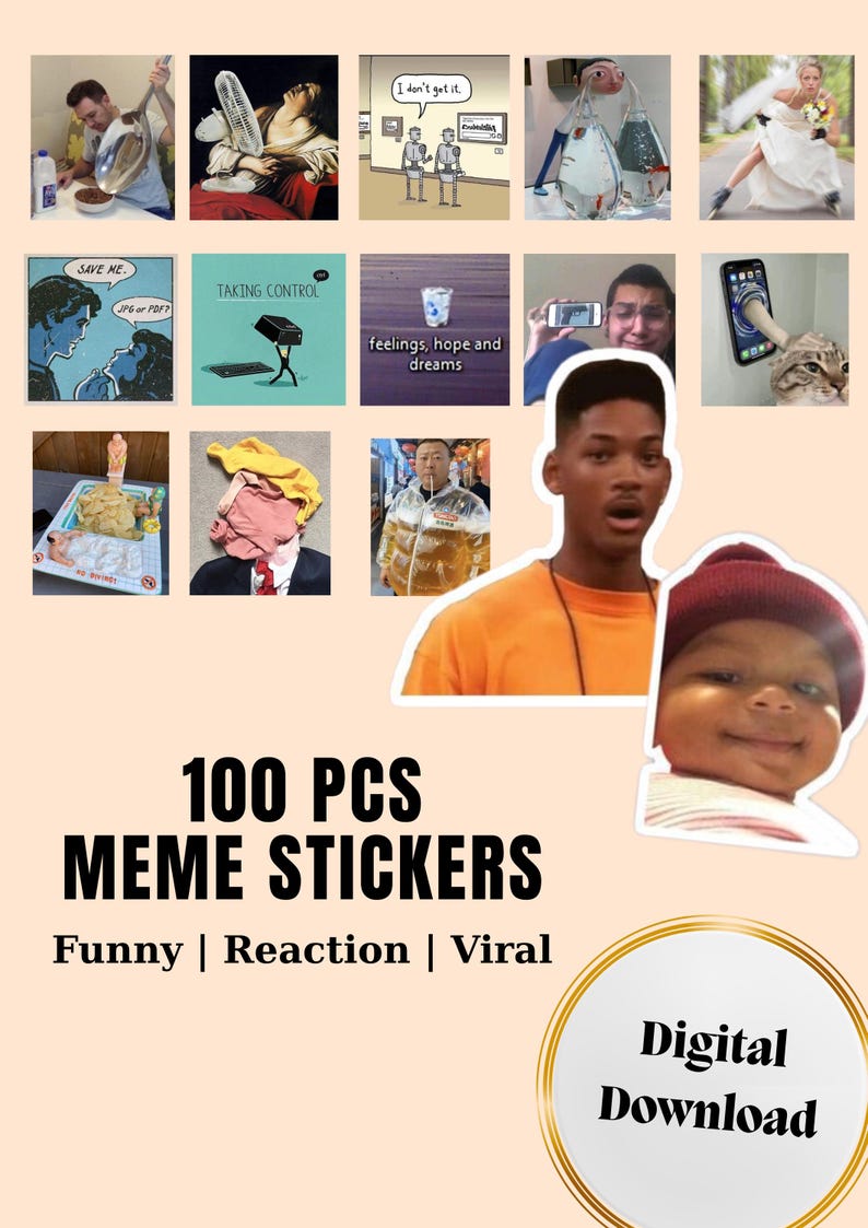 Funny Reaction Meme Sticker Pack | Viral Mood Stickers PNG | Meme ...