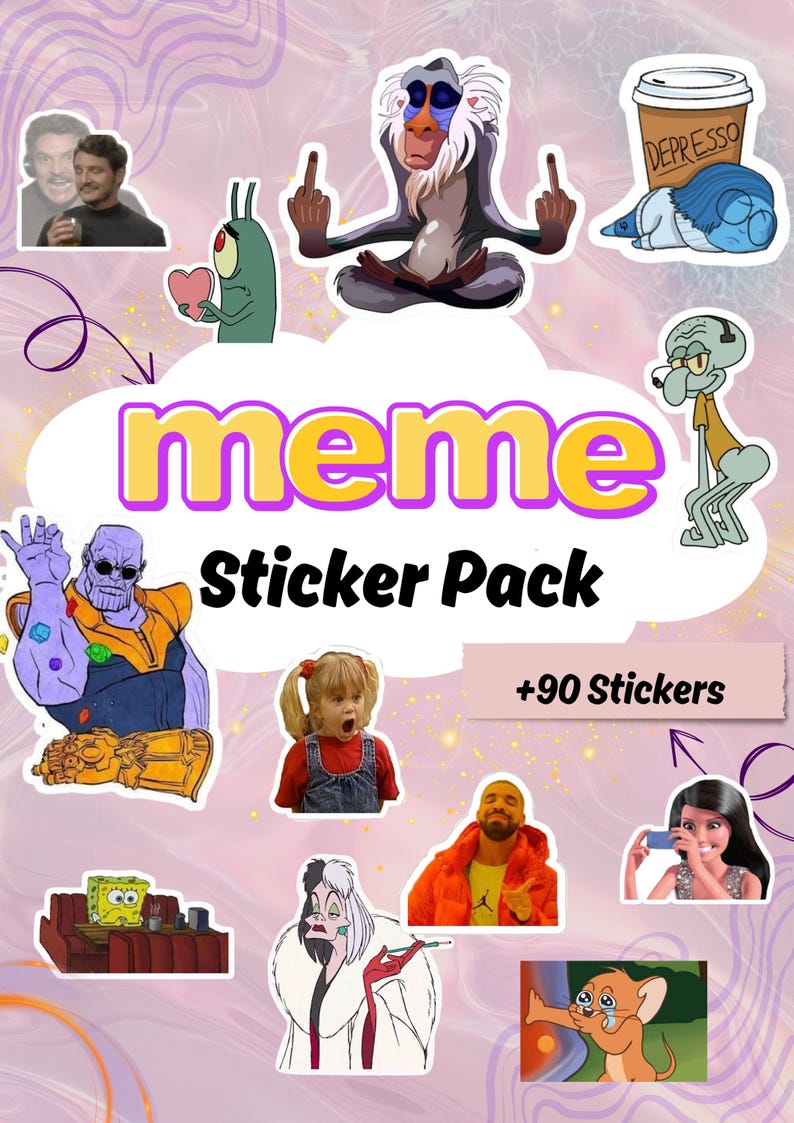 Sticker Reaction Mood Reaction Sticker Pack | Viral Reaction Meme PNG Bundle (digital ...