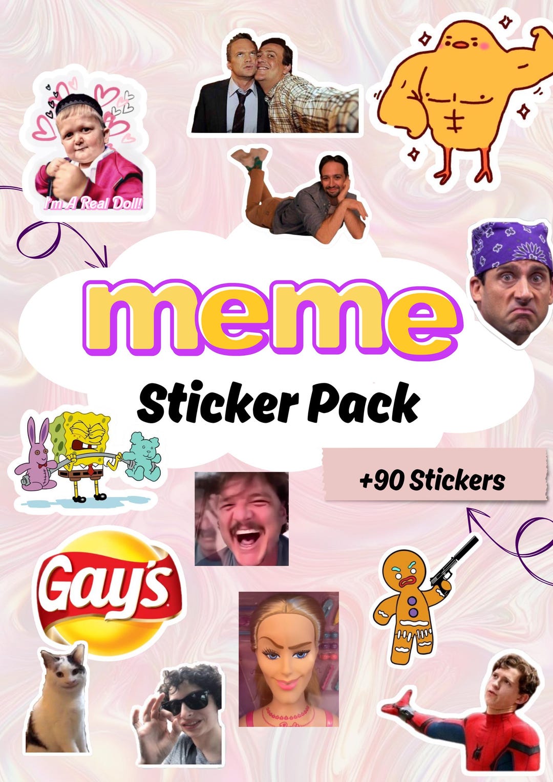 Funny Meme Sticker Pack | Viral Reaction PNG Bundle | 90+ Mood Stickers ...