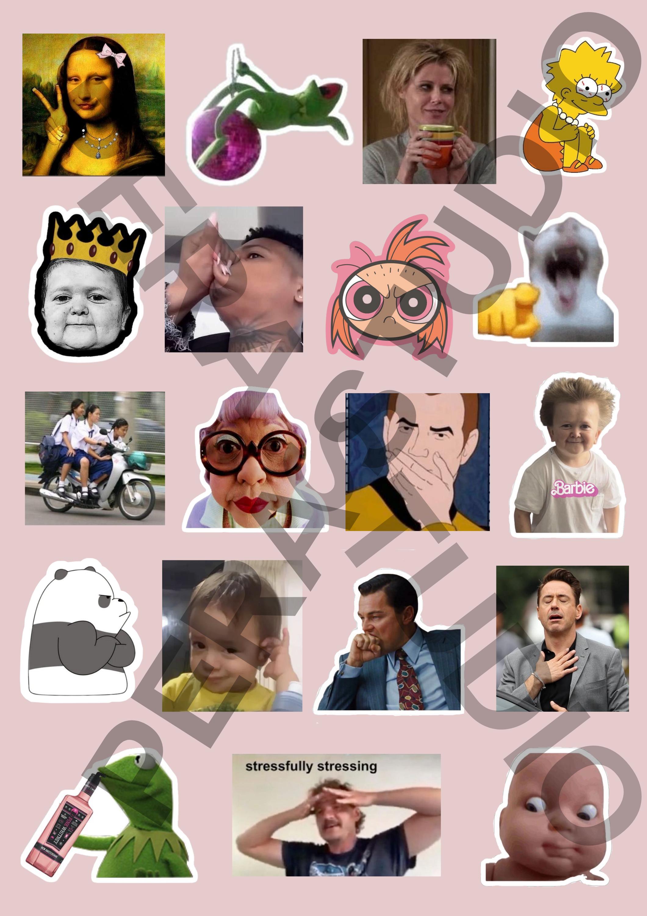 Reaction Sticker Mood Reaction Sticker Pack | Viral Reaction Meme PNG Bundle (digital ...