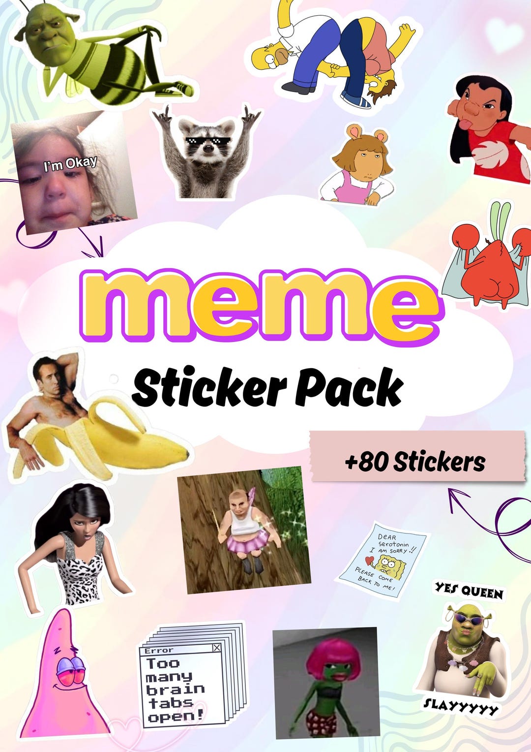 Viral Meme Sticker Bundle | Funny Reaction Stickers PNG | 80+ Internet ...