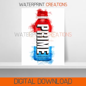 Prime Watercolour KSI Logan Paul Printable Digital Wall Art Prime Hydration USA Bottle Children Kids Bedroom Instant Downloadable Poster