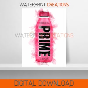 Prime Watercolour KSI Logan Paul Printable Digital Wall Art Prime Hydration UK Bottle Children Kids Bedroom Instant Downloadable Poster