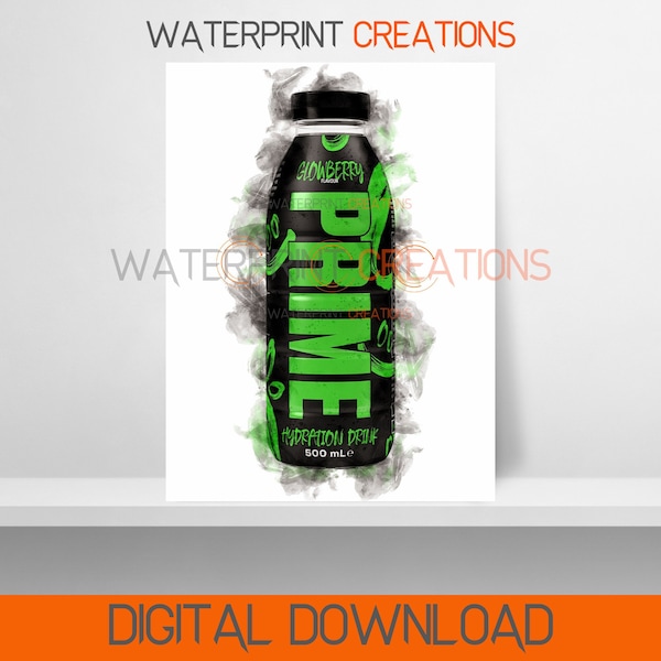 Prime Glowberry Digital Print Watercolour Wall Art KSI Logan Paul Prime Hydration UK Bottle Printable Instant Download Poster Children Kids