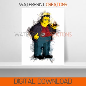 Simpsons Digital Prints Fat Tony Poster, Simpsons Watercolour Wall Art, Printable, Instant Digital Download, Portrait, Digital Art