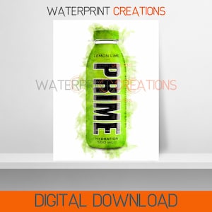 Prime Watercolour KSI Logan Paul Printable Digital Wall Art Prime Hydration UK Bottle Children Kids Bedroom Instant Downloadable Poster
