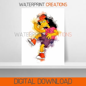 Simpsons Digital Prints Otto Man Poster, Simpsons Watercolour Wall Art, Printable, Instant Digital Download, Portrait, Digital Art