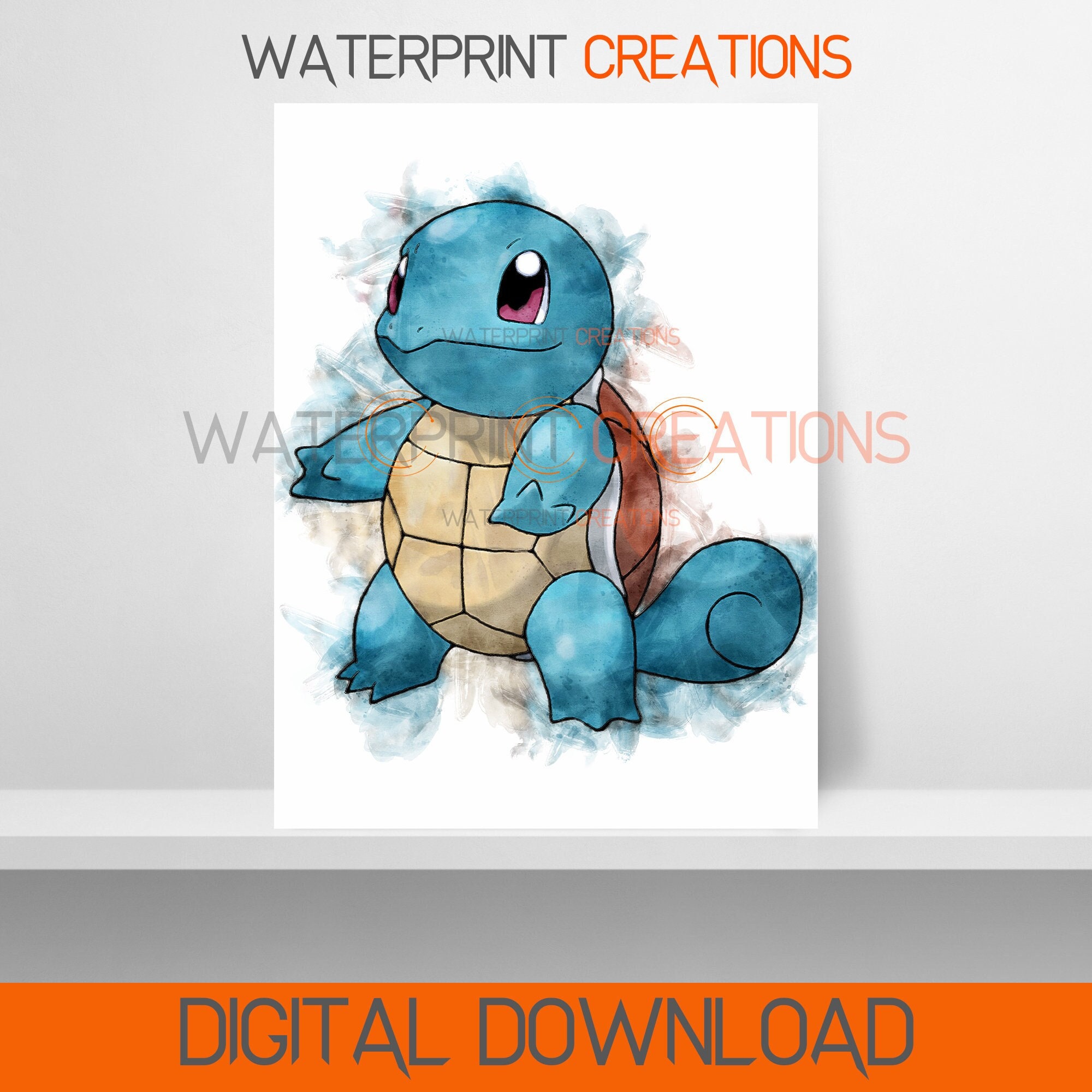Pokemon Digital Prints Squirtle Poster, Pokemon Watercolour Wall Art ...