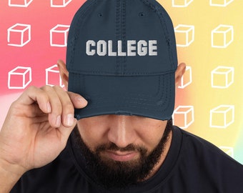 Distressed "COLLEGE" Dad Hat