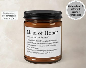 Maid of Honor Scented Bridesmaid Candle MOH Maid of Honour Proposals Gifts From Bride For Sister Best Friend BFF Gifts Wedding Bridal Party