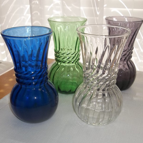 Indiana Glass Swirl Vases