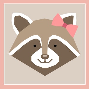 Cute Raccoon Foundation Paper Pattern, Big Size Blocks Digital Pattern, Commercial Use Sewing Pattern, 18 and 24 inch Sizes